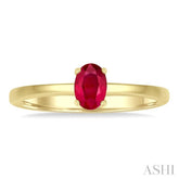 6x4 MM Oval Shape Ruby Precious Solitaire Ring in 14K Yellow Gold